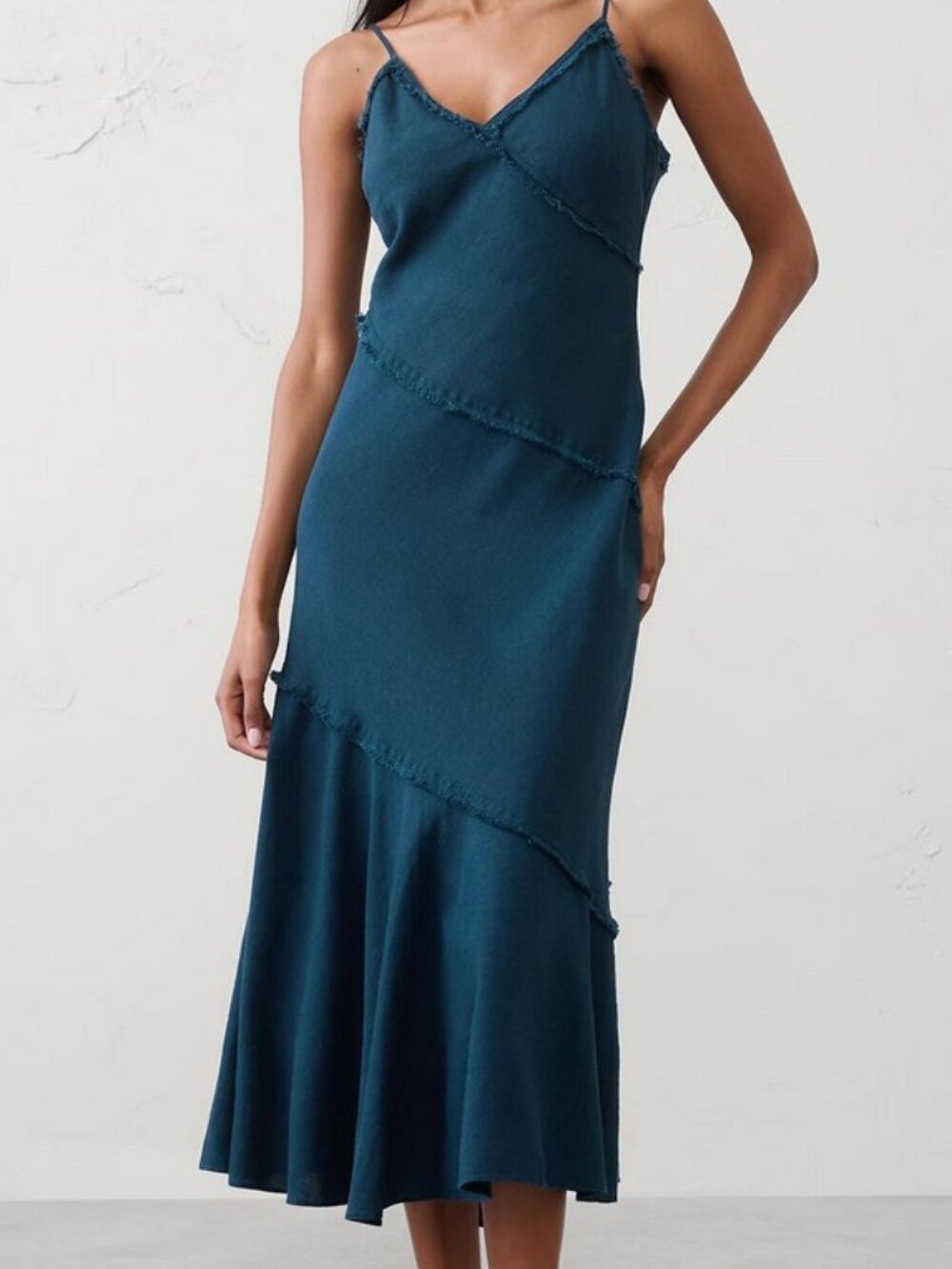 Banana Repulic Linen-Blend Fray Midi Dress NWT S